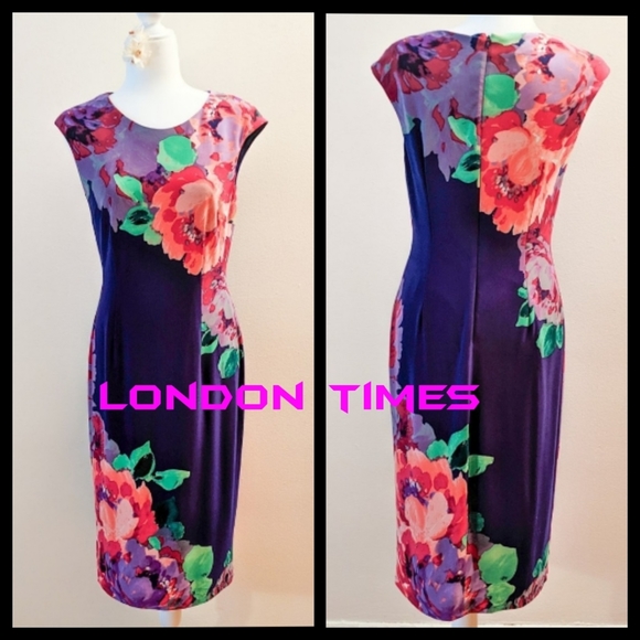 London Times Dresses & Skirts - LONDON TIMES Printed Matte Jersey Midi Dress